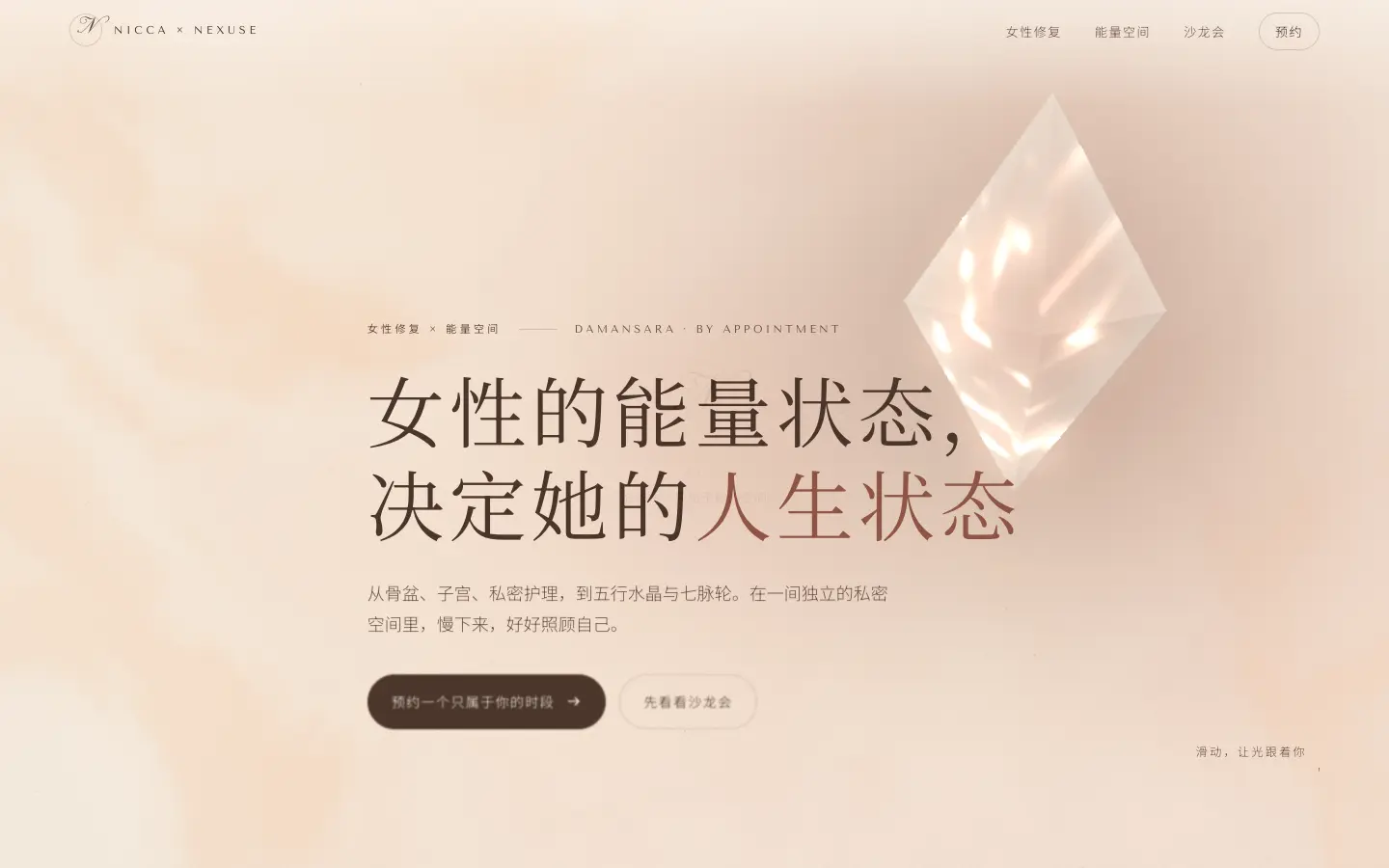 Nicca × Nexuse concept homepage on desktop